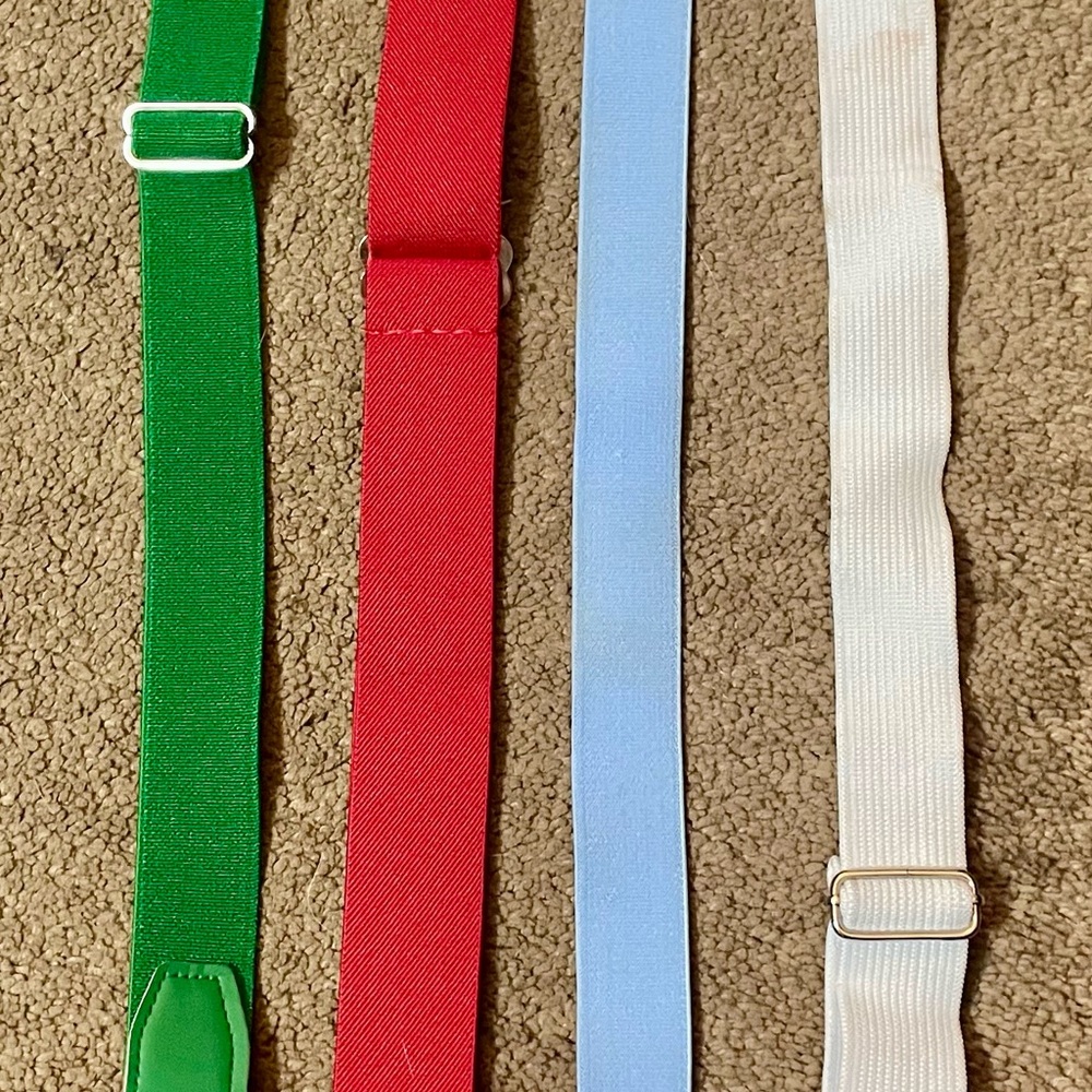Kids Adjustable Elastic Belt Set for Baseball - Green, Red, Light Blue, Cream